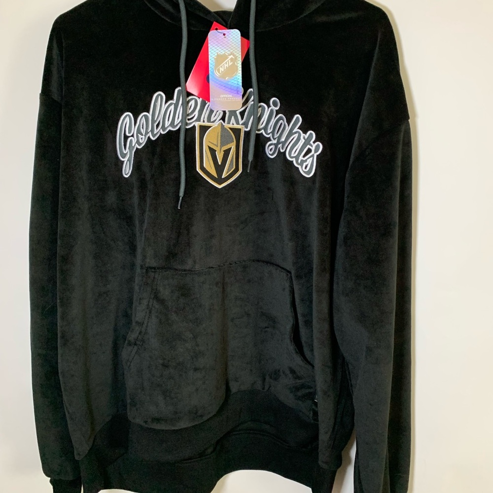 NHL W’s Vegas Golden Knights Black Velour Hoodie with Gold Logo Women’s Xl NWT